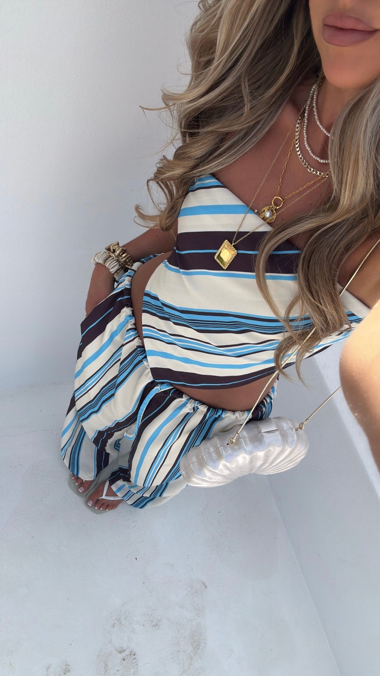 Top Bandana Gaia — Rayas Azul/Marrón